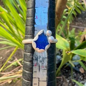 Cobalt blue sea glass natural tumbled sea glass sterling & fine silver